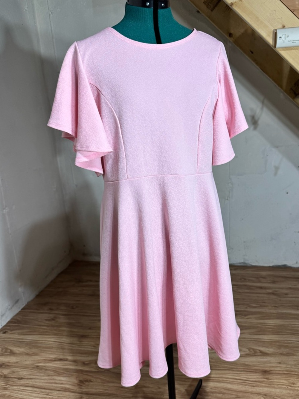 Women’s Babydoll Pink Flutter Sleeve Dress